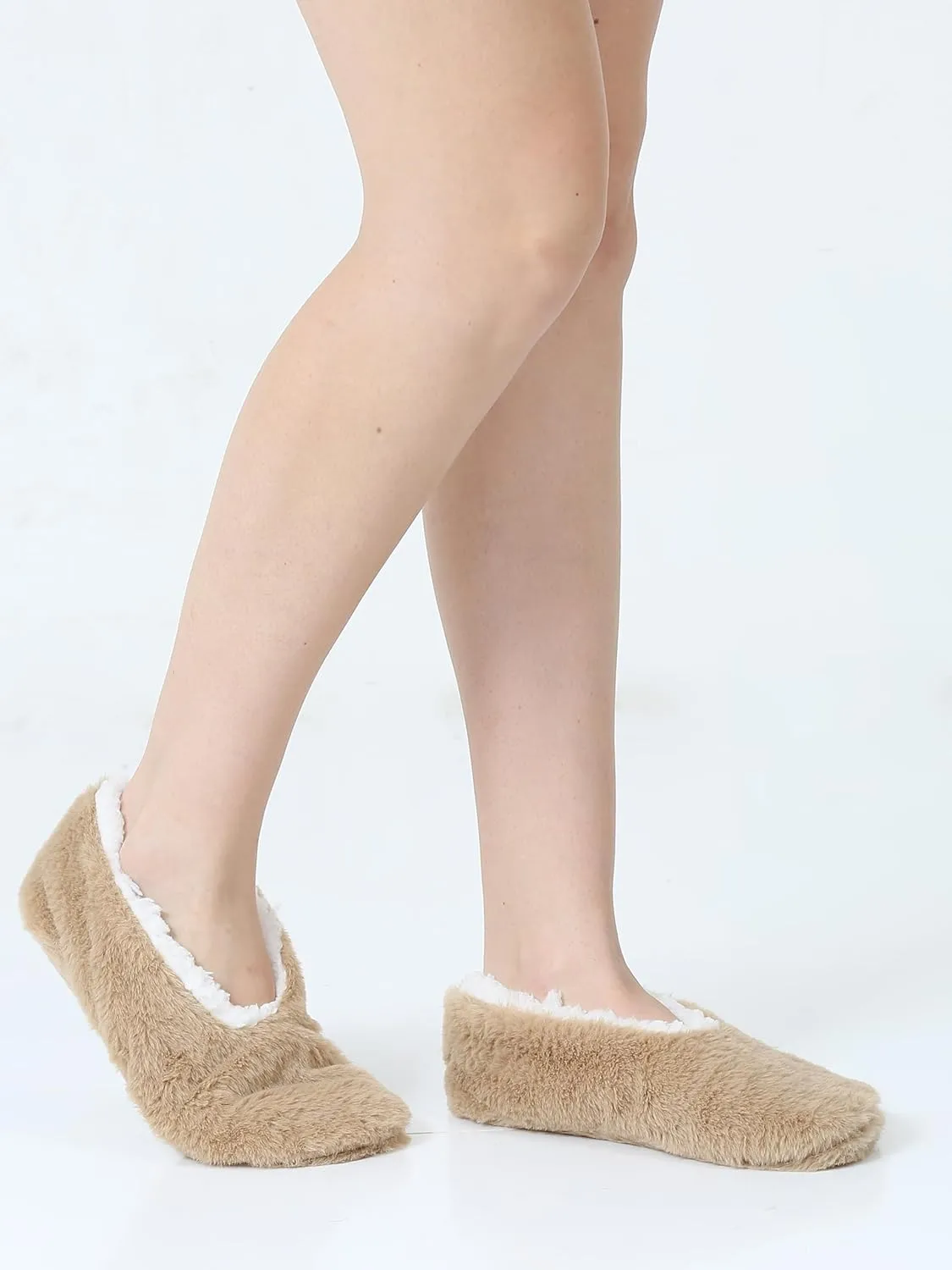 2-Pack Solid Faux Fur Slipper Socks - Soft, Warm, and Non-Slip Winter Essentials, Premium Fleece-Lined, Durable, and Stylish Socks