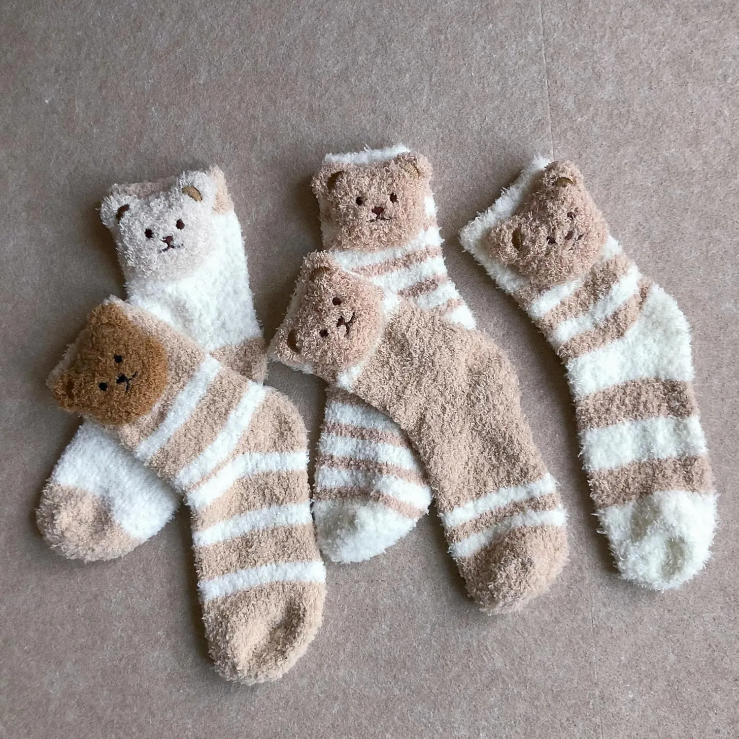5 Pairs Fuzzy Socks for Women, Winter Thickening Coral Velvet Cozy Socks, Warm Home Sleeping Socks, Cute Animal Slipper Socks