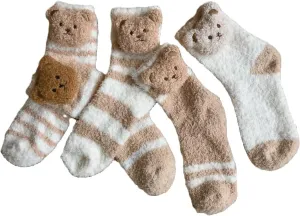 5 Pairs Fuzzy Socks for Women, Winter Thickening Coral Velvet Cozy Socks, Warm Home Sleeping Socks, Cute Animal Slipper Socks