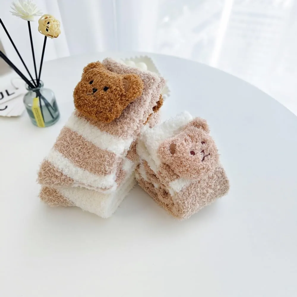 5 Pairs Fuzzy Socks for Women, Winter Thickening Coral Velvet Cozy Socks, Warm Home Sleeping Socks, Cute Animal Slipper Socks