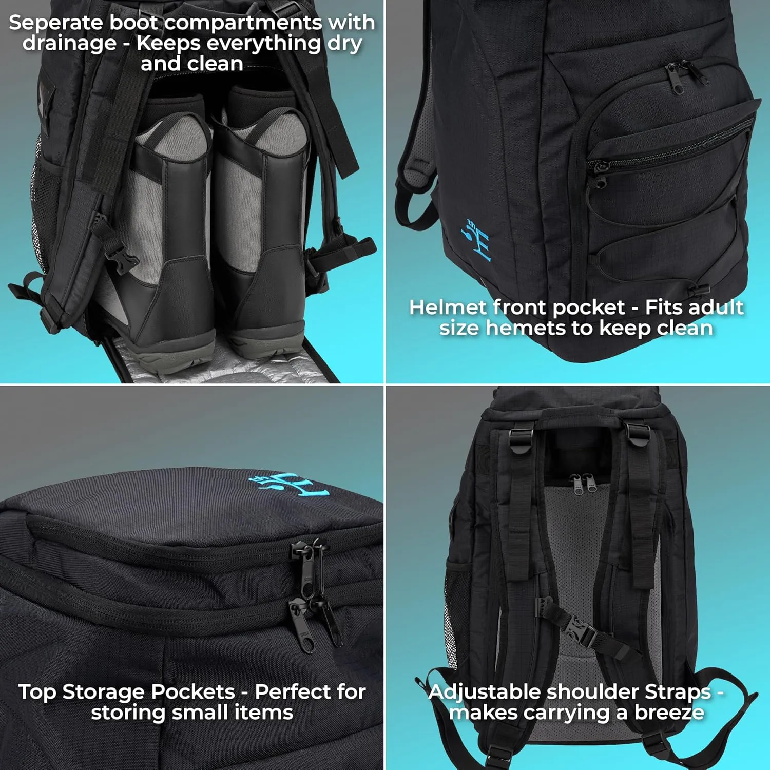 5th Element 60L Boot Bag Backpack for Ski, Snowboard, Skates, Travel & Accessories