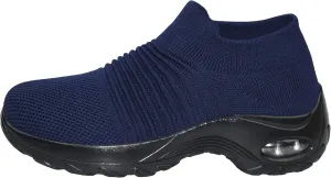 Ad Tec Women's Slip On Sock Sneakers Mesh Upper Walking Shoes | Breathable & Comfortable Air Cushion Casual Wedge Platform Loafers