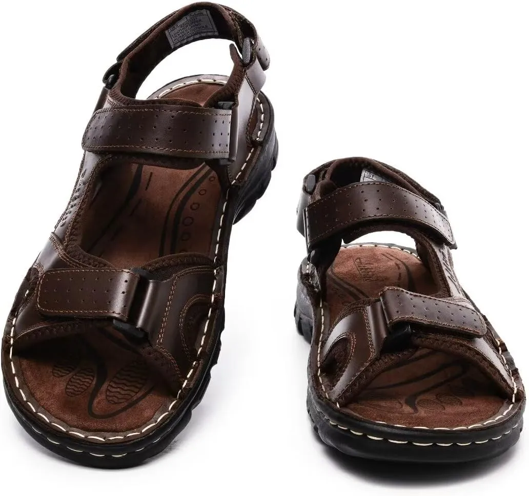 Arkbird Men's Sandals, Closed Toe Leather Fisherman Outdoor Hiking Sport Shoes Summer
