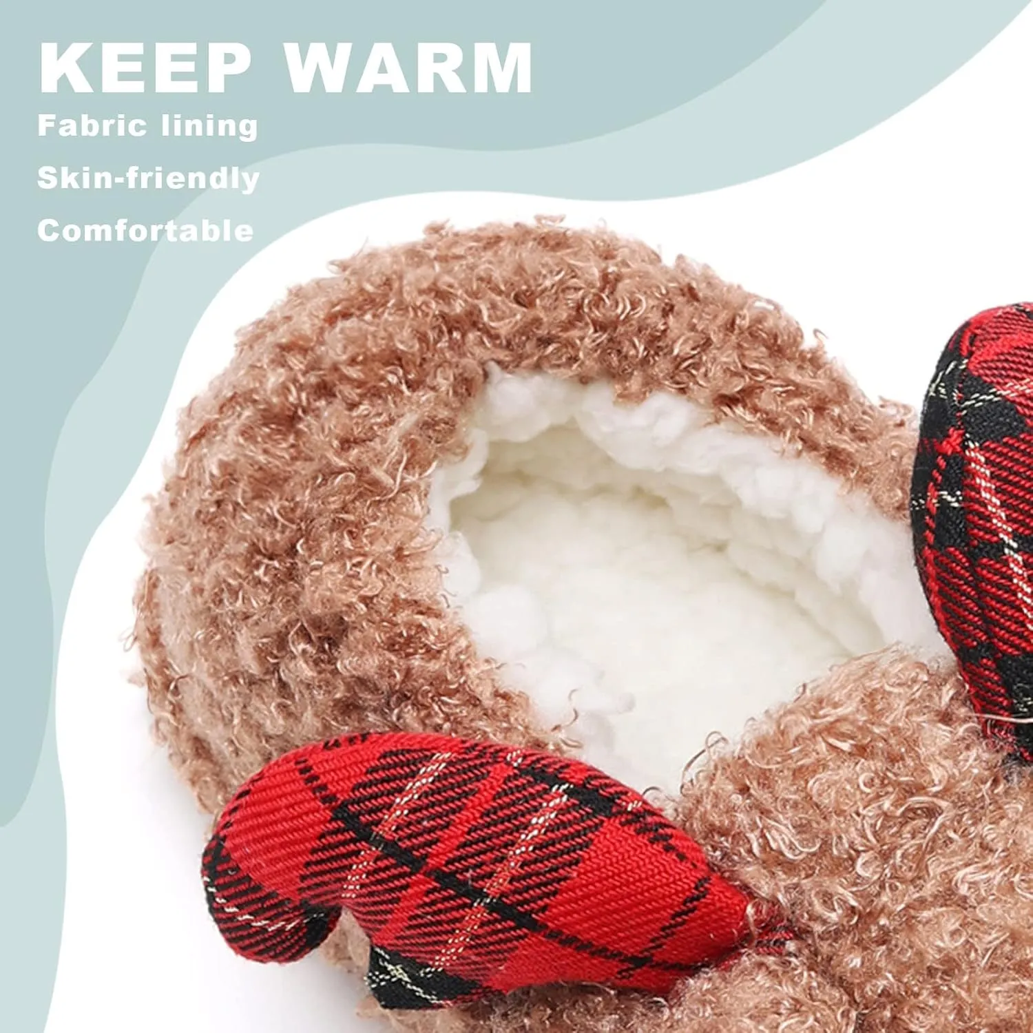 ASHION Women's Cute Fuzzy Reindeer House Slippers Stuffed Animal Bedroom Slippers Cozy Christmas Indoor Shoes