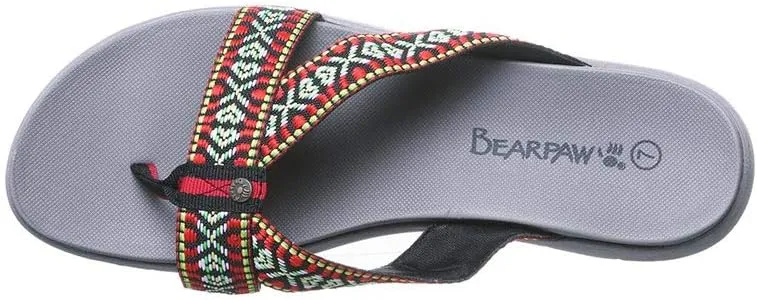 BEARPAW Women's Juniper Black Size 5 | Women's Flip Flop Sandal | Women's Shoe | Comfortable & Lightweight