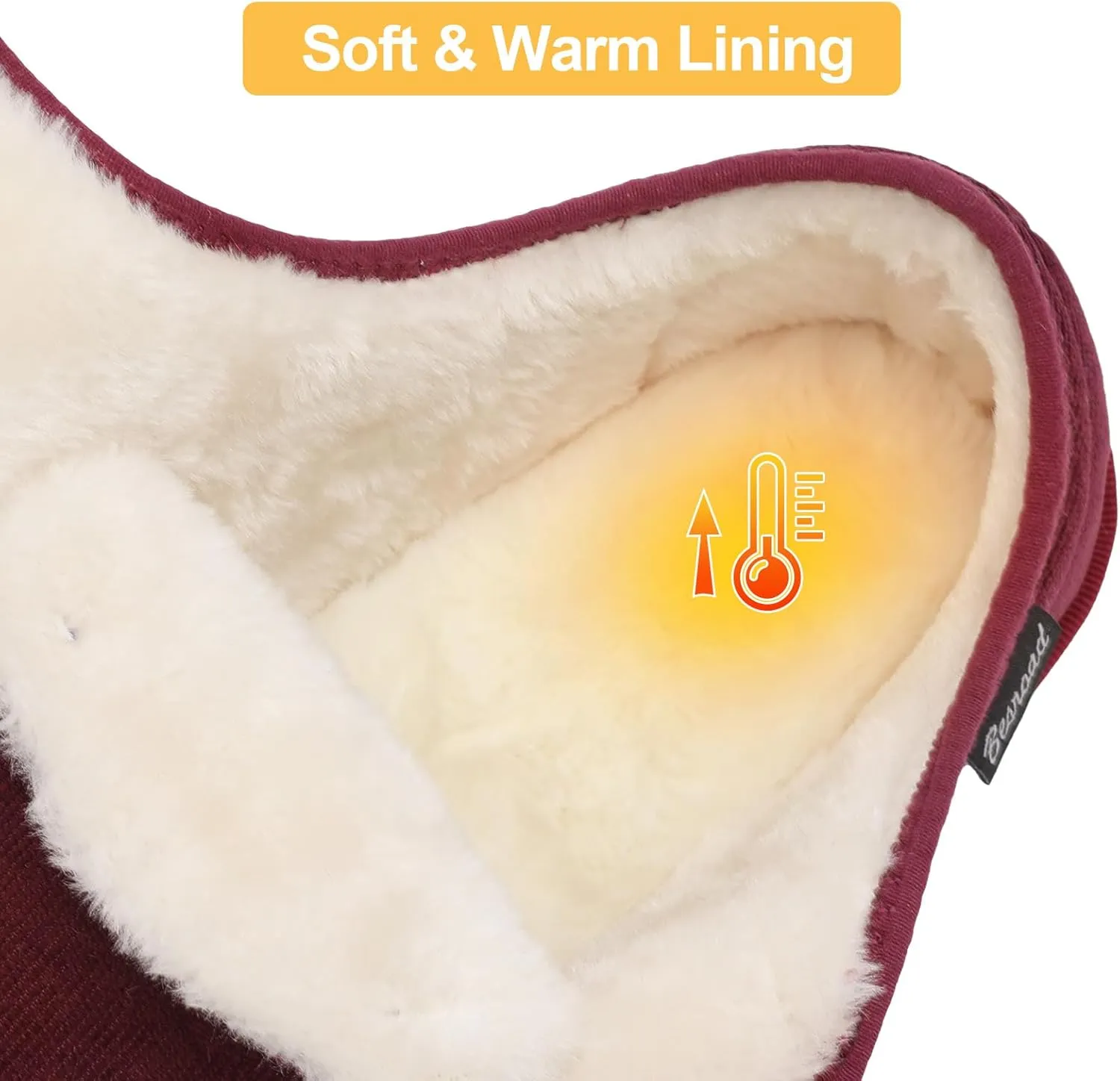 Besroad Womens Furry Memory Foam House Slippers Wide Diabetic Shoes Adjustable Bedroom Slippers Arthritis Edema Swollen House Shoes Indoor Outdoor