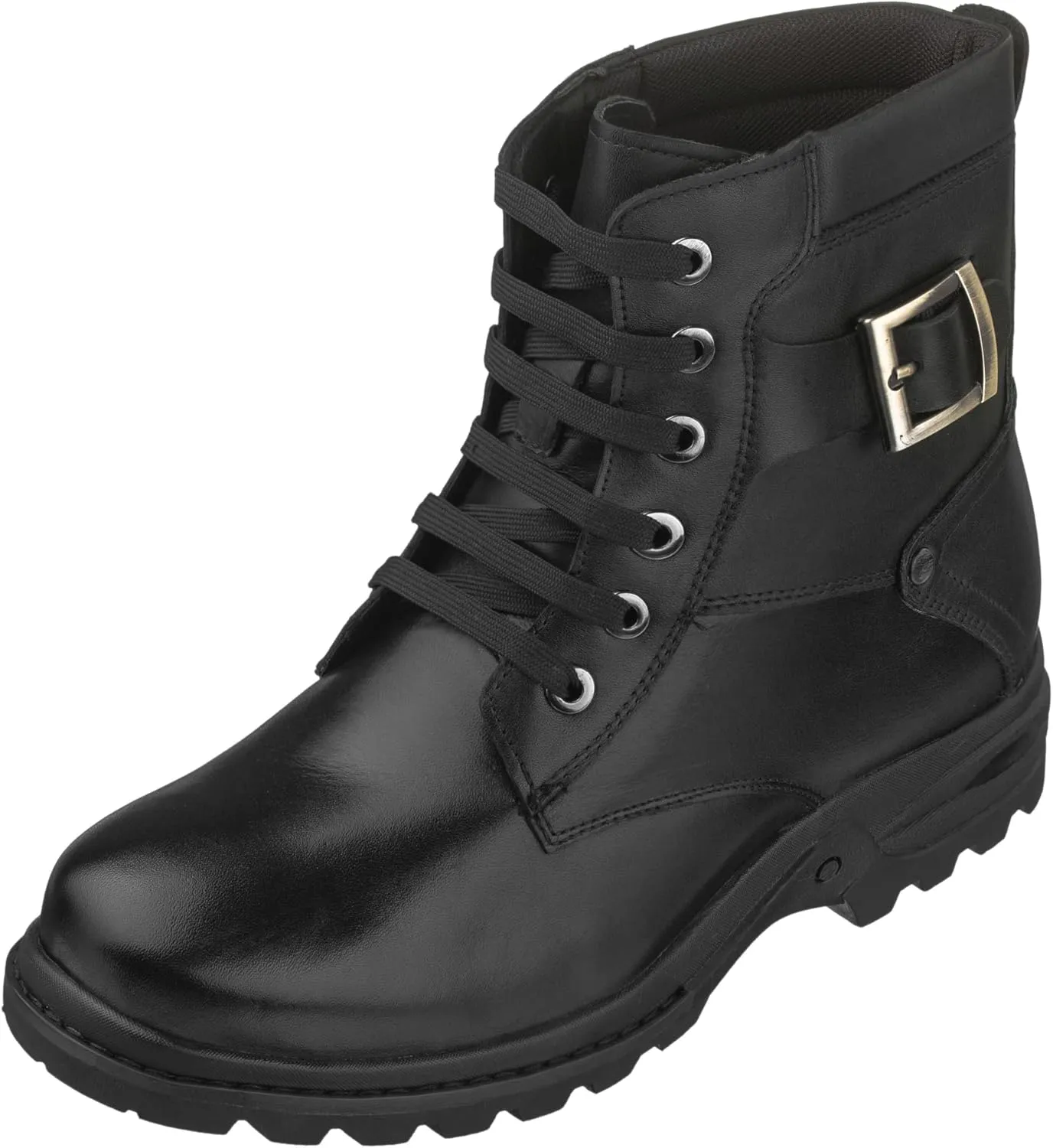 CALTO Men's Invisible Height Increasing Elevator Shoes - Black Premium Leather Lace-up High-top Ankle Boots - 3.2 Inches Taller - T14002 - Size 8 D(M) US