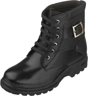CALTO Men's Invisible Height Increasing Elevator Shoes - Black Premium Leather Lace-up High-top Ankle Boots - 3.2 Inches Taller - T14002 - Size 8 D(M) US