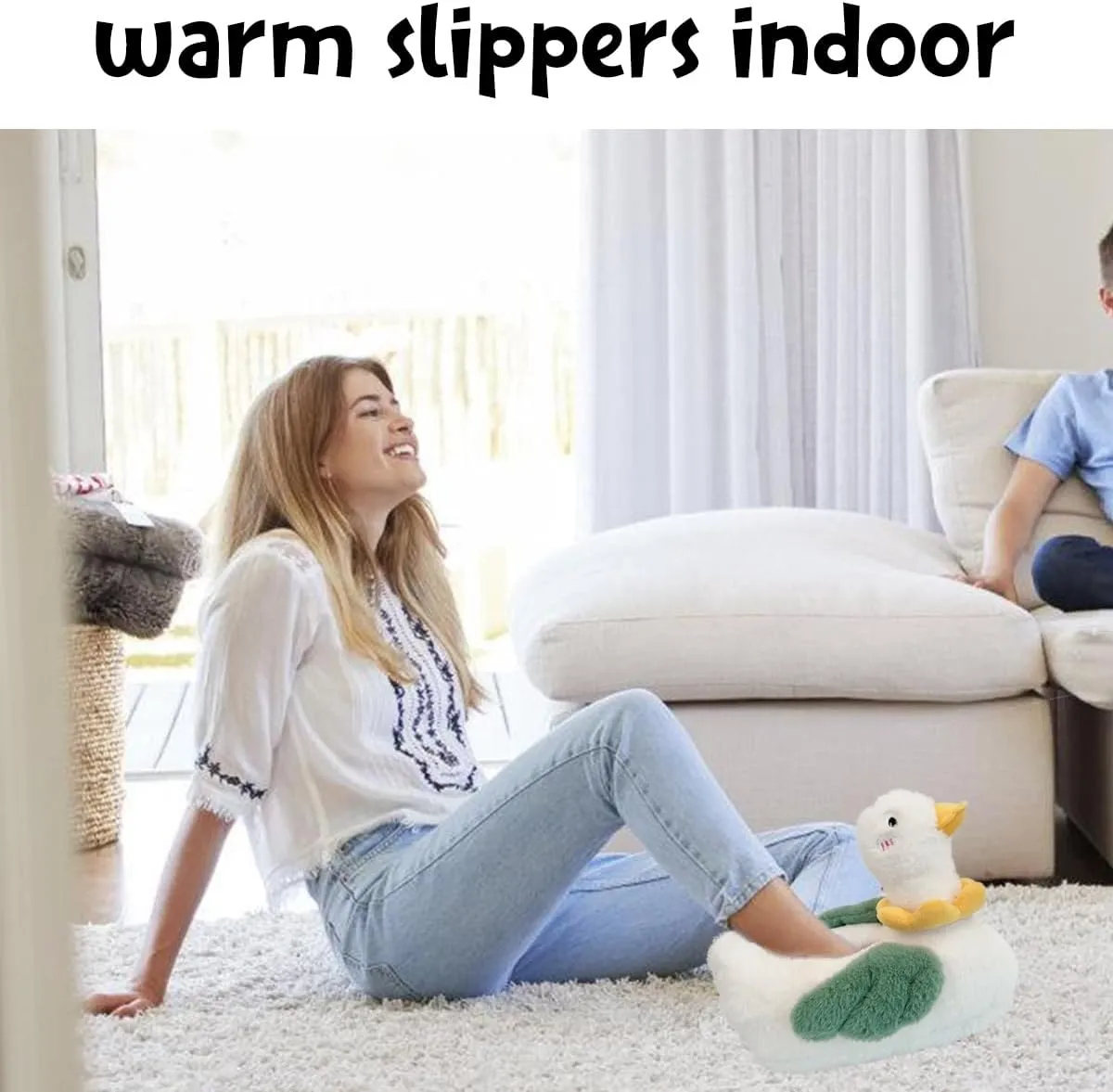 Caramella Bubble Women Cute Duck Animal Slipper for Adult Fuzzy Warm House Slippers Novelty Fluffy Home Shoes Ladies Girls Winter Slippers Indoor Outdoor