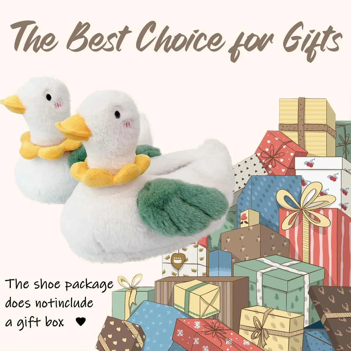 Caramella Bubble Women Cute Duck Animal Slipper for Adult Fuzzy Warm House Slippers Novelty Fluffy Home Shoes Ladies Girls Winter Slippers Indoor Outdoor