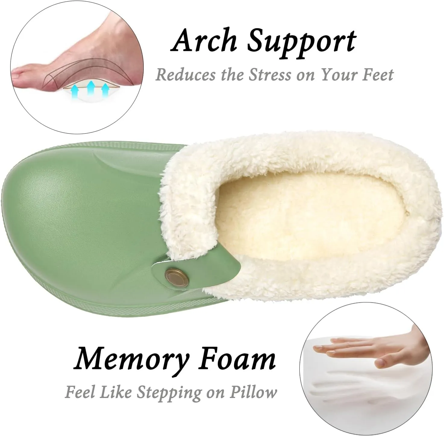 ChayChax Women and Men Fur Lined Clogs Memory Foam Warm Fuzzy Slippers Winter Waterproof Indoor Outdoor Slipper