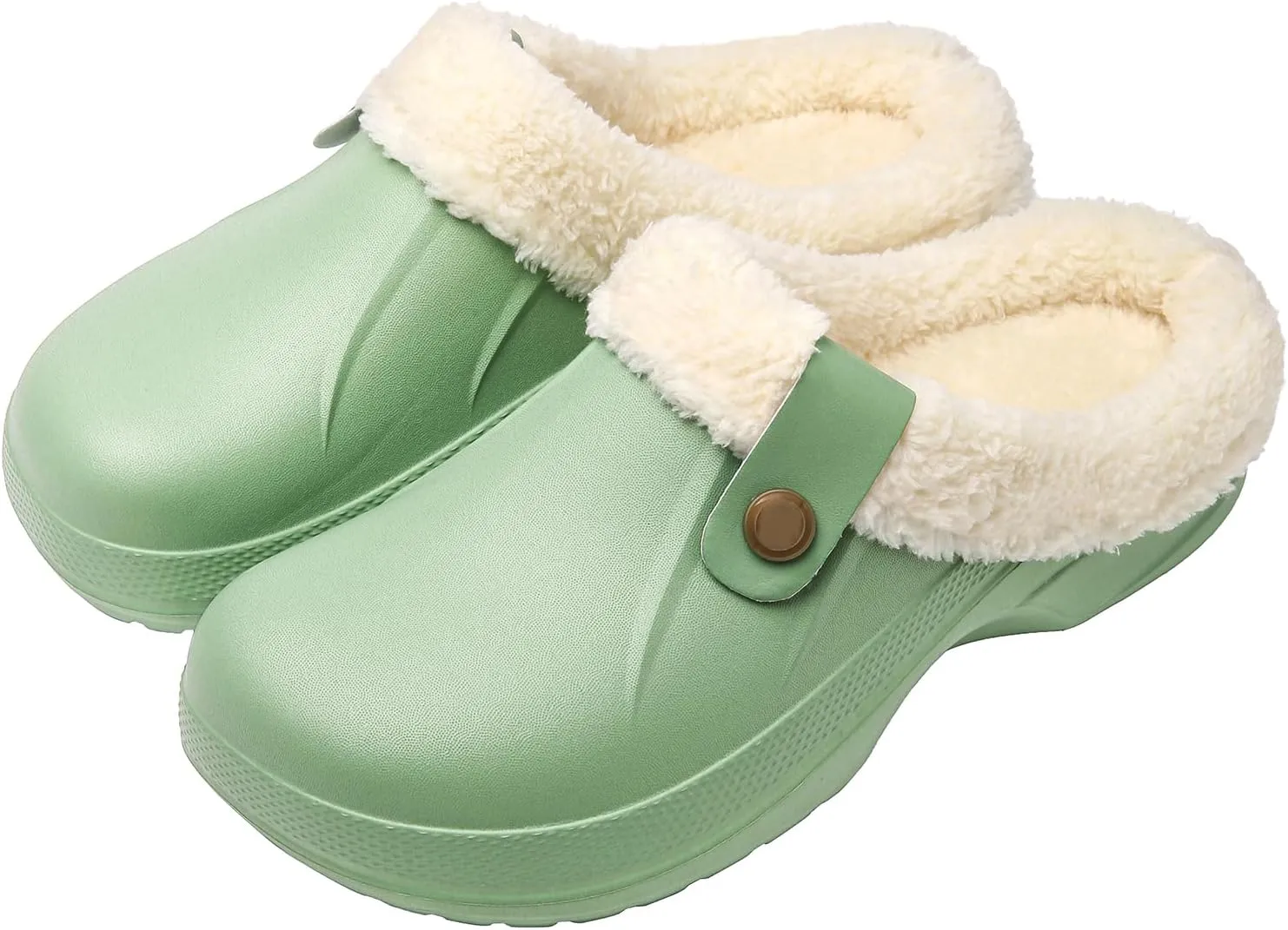 ChayChax Women and Men Fur Lined Clogs Memory Foam Warm Fuzzy Slippers Winter Waterproof Indoor Outdoor Slipper