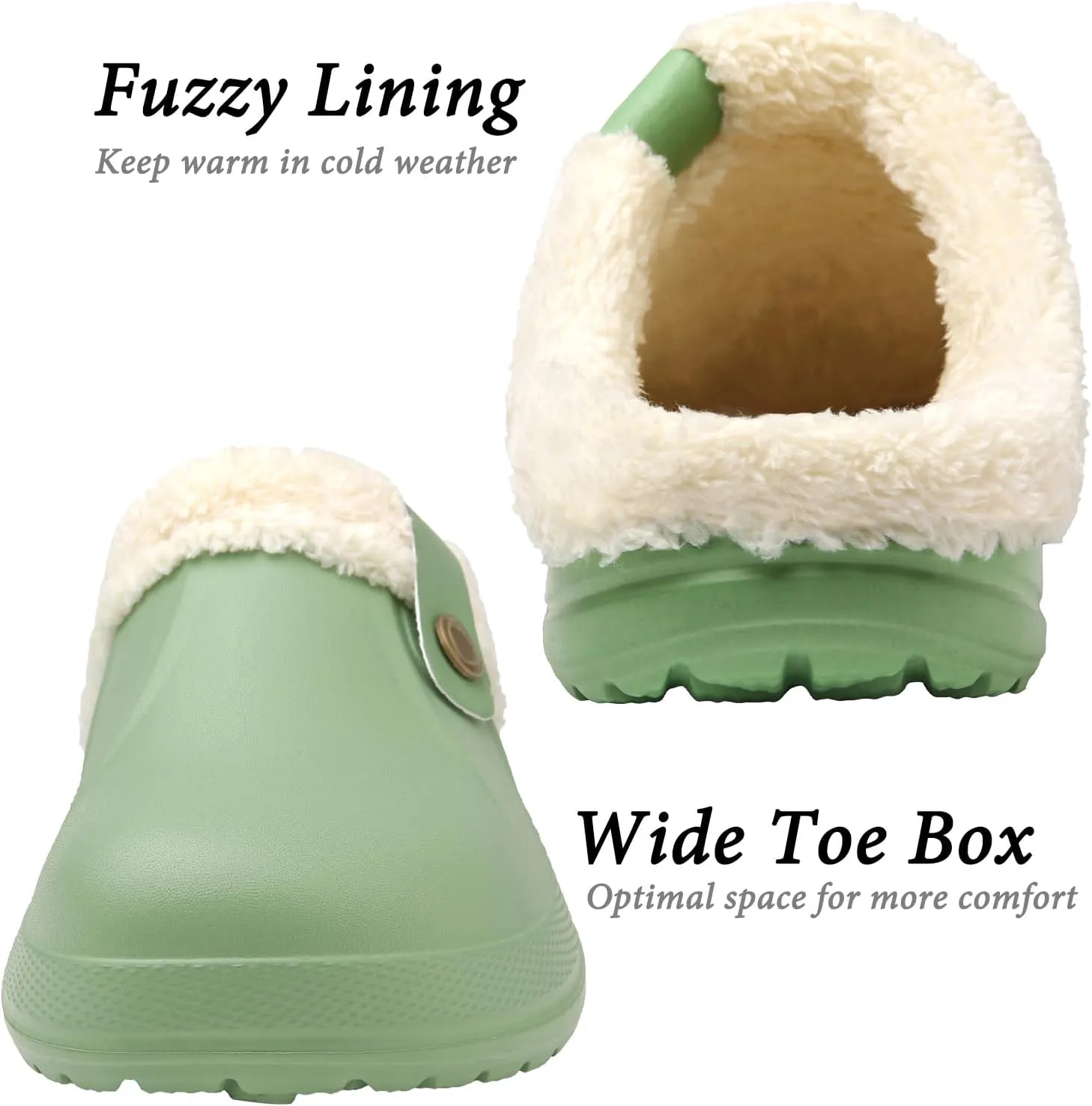 ChayChax Women and Men Fur Lined Clogs Memory Foam Warm Fuzzy Slippers Winter Waterproof Indoor Outdoor Slipper