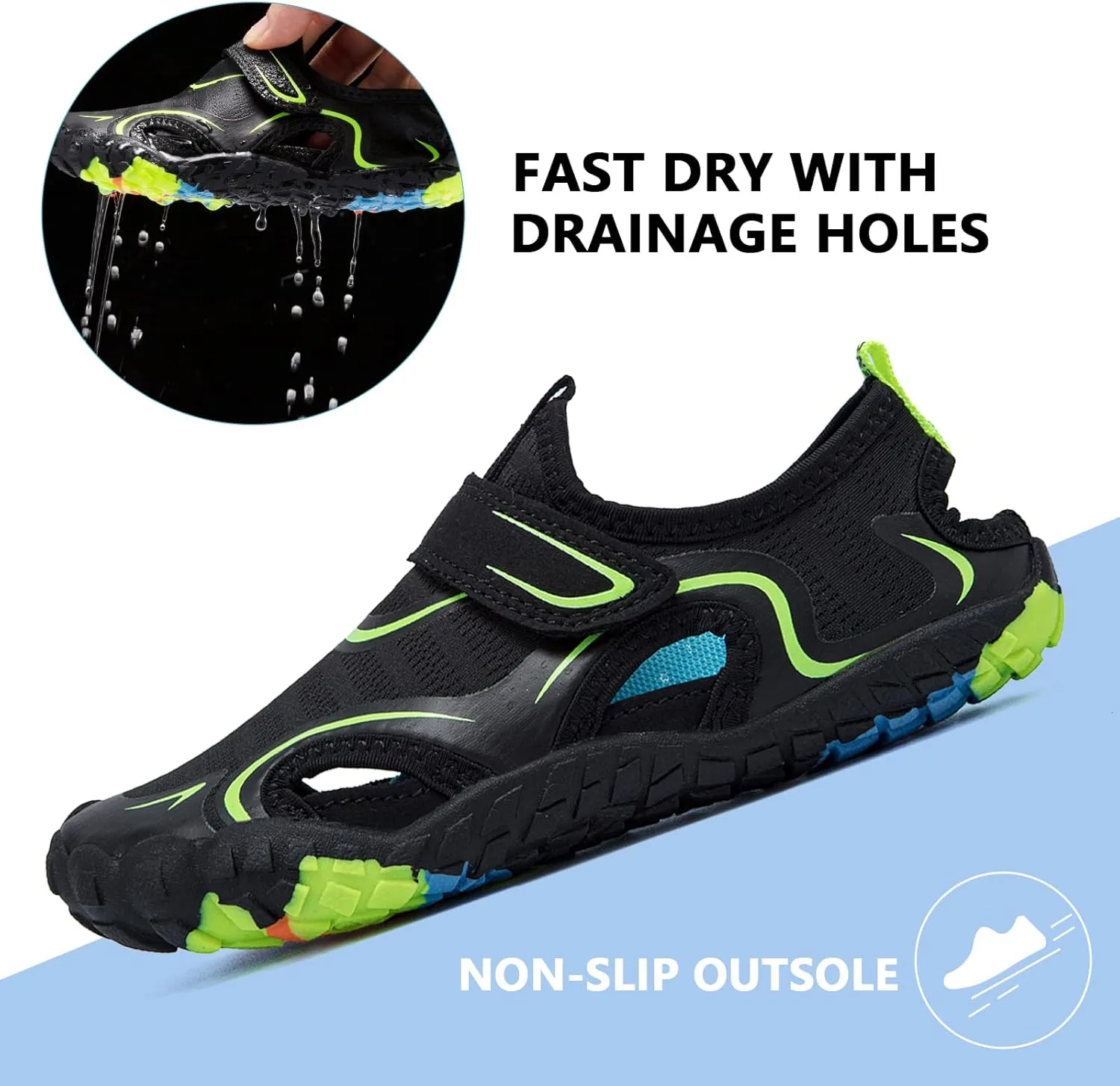 CIOR Kids Boys Girls Water Shoes Comfort Closed-Toe Sport Athletic Sandal Aqua Lightweight Walking Shoes(Toddler/Little Kid/Big Kid)
