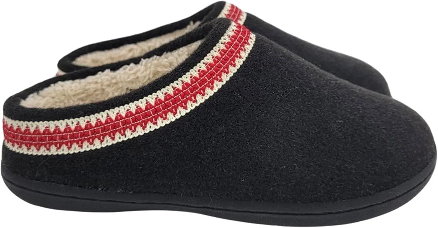 Clarks Womens Wool Felt Clog Slippers JMH1319T - Warm Cozy Plush Faux Fur Lined - Indoor Outdoor House Slipper for Women
