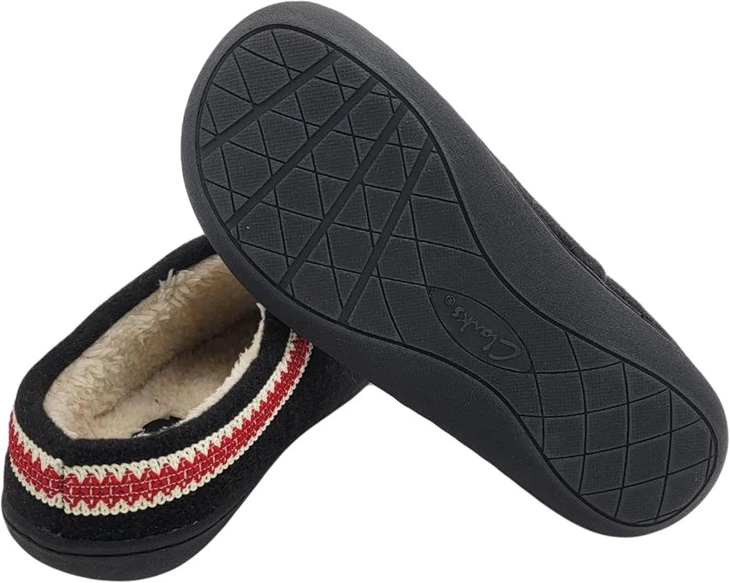 Clarks Womens Wool Felt Clog Slippers JMH1319T - Warm Cozy Plush Faux Fur Lined - Indoor Outdoor House Slipper for Women