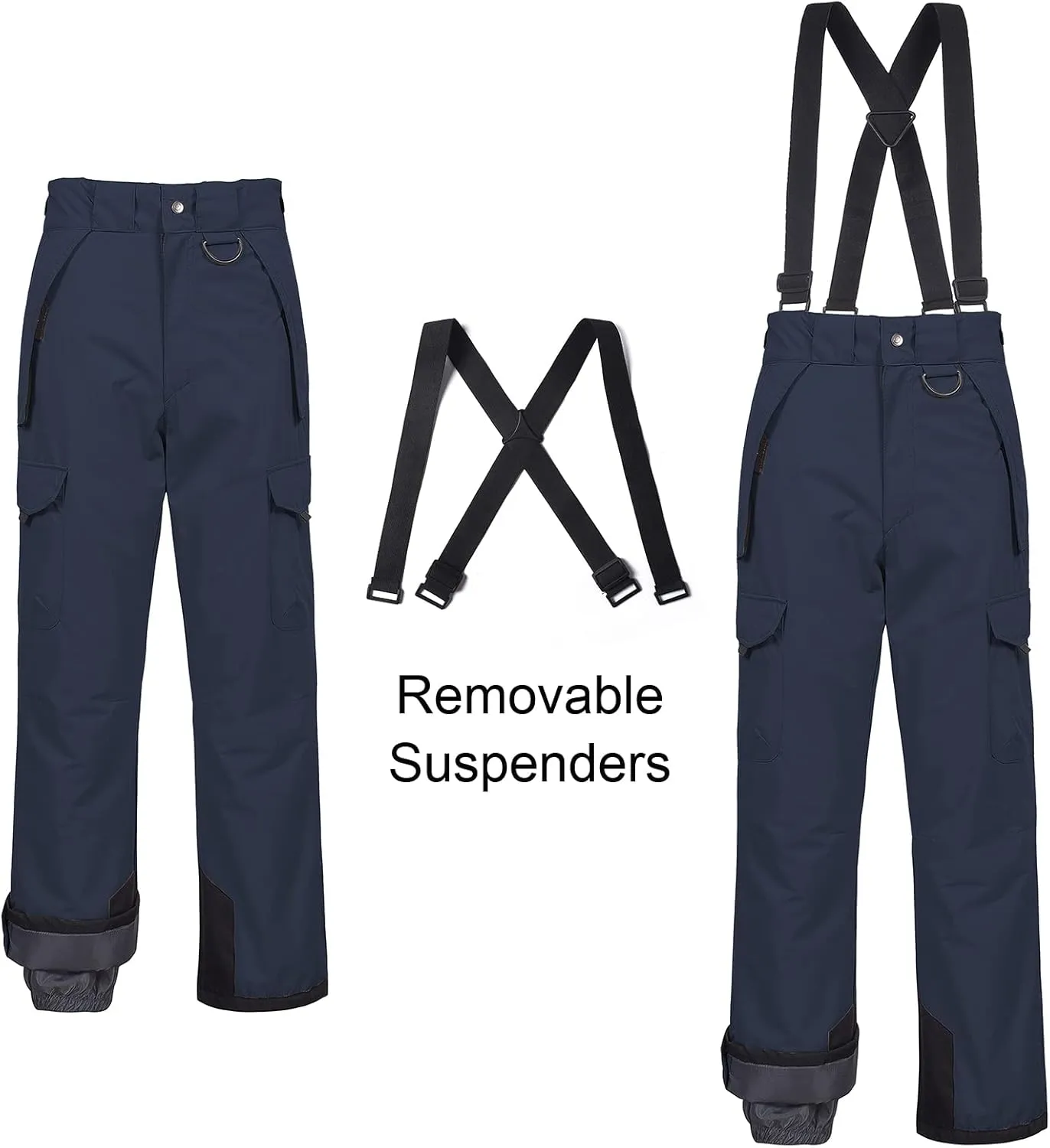 CREATMO US Men's Snow Pants Ski Bibs Waterproof Insulated Winter Snowboard Cargo