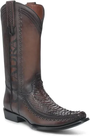 CUADRA Men's Western Boot in Python and Bovine Leather Black 1J3GPH (Brown, US Footwear Size System, Adult, Men, Numeric, Wide, 10)
