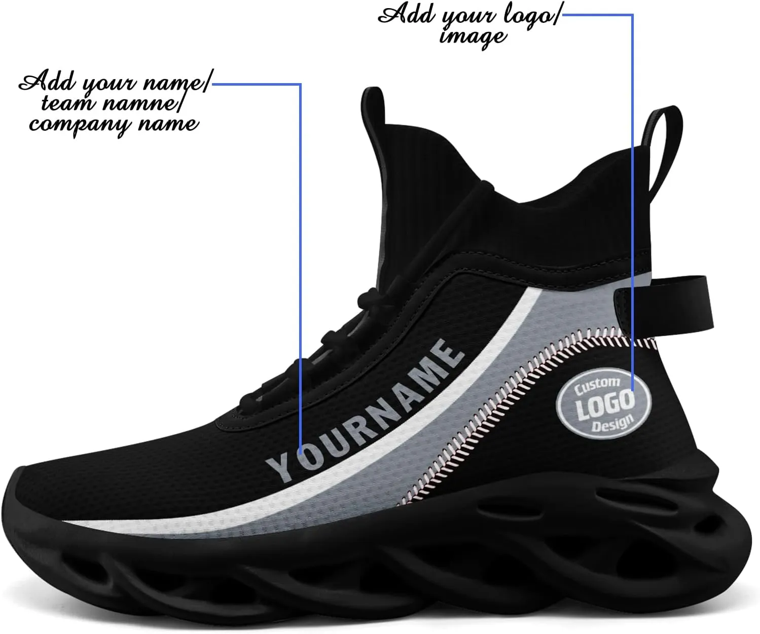 Custom Men Athletic Walking Running Tennis Shoes Fashion Women Hightop Breathable Lightweight Sneaker Unisex Baseball Shoes