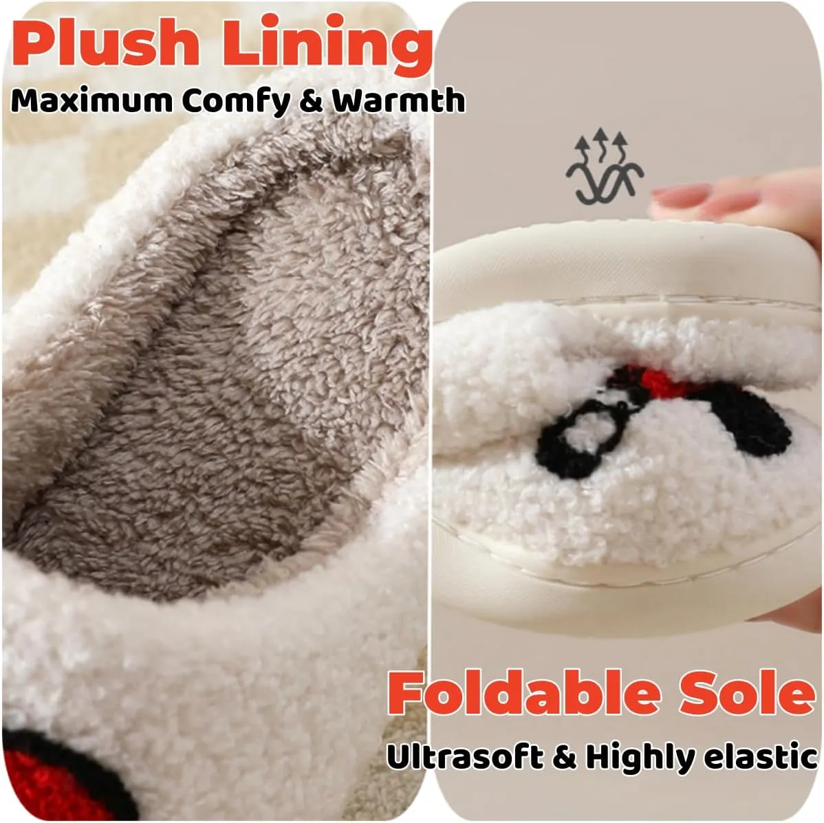 Cute Bunny Slippers for Women and Men - Fuzzy Cartoon Plush Warm Love Pattern Kawaii Couple Slippers for Autumn Winter