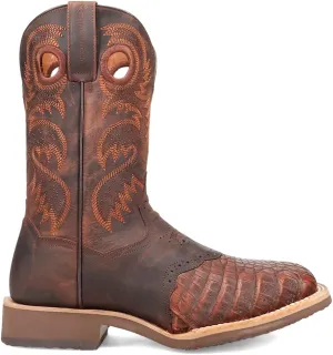Dan Post Boots Mens Egan Embroidered Square Toe Pull On Dress Boots Mid Calf - Brown