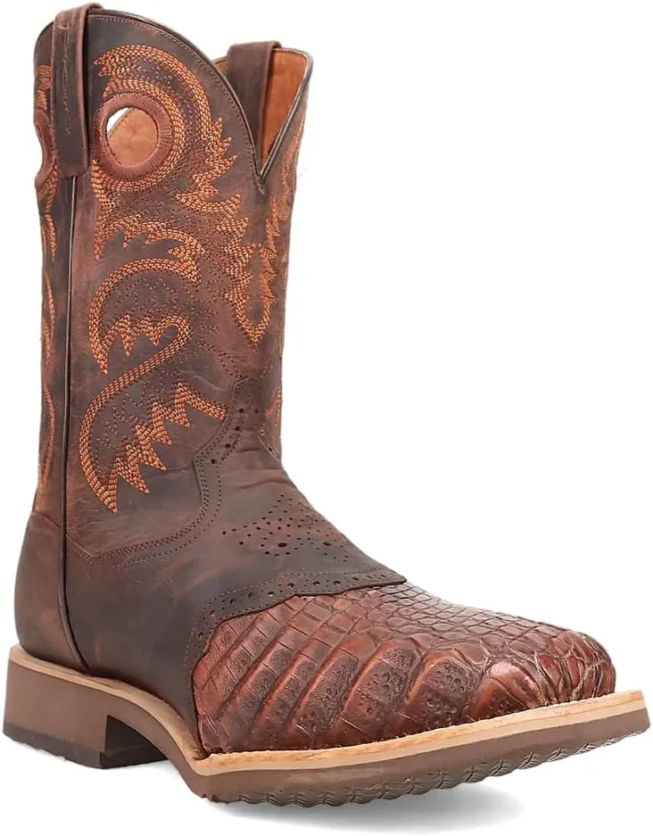 Dan Post Boots Mens Egan Embroidered Square Toe Pull On Dress Boots Mid Calf - Brown