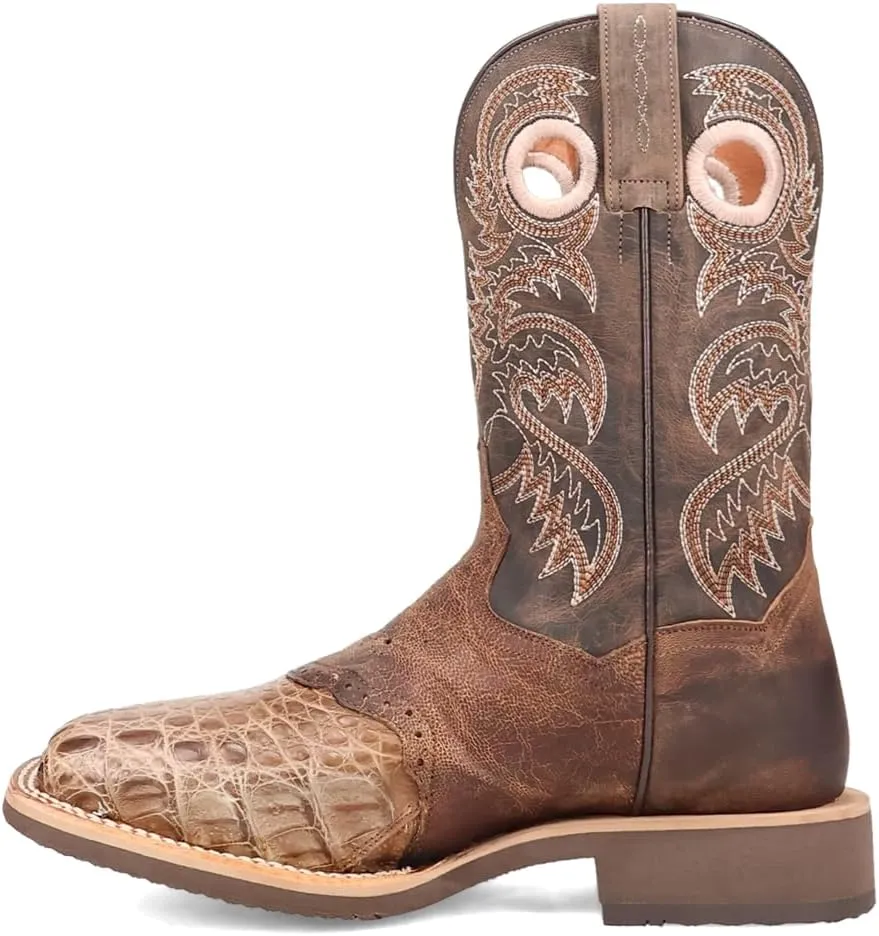 Dan Post Boots Mens Egan Embroidered Square Toe Pull On Dress Boots Mid Calf - Brown