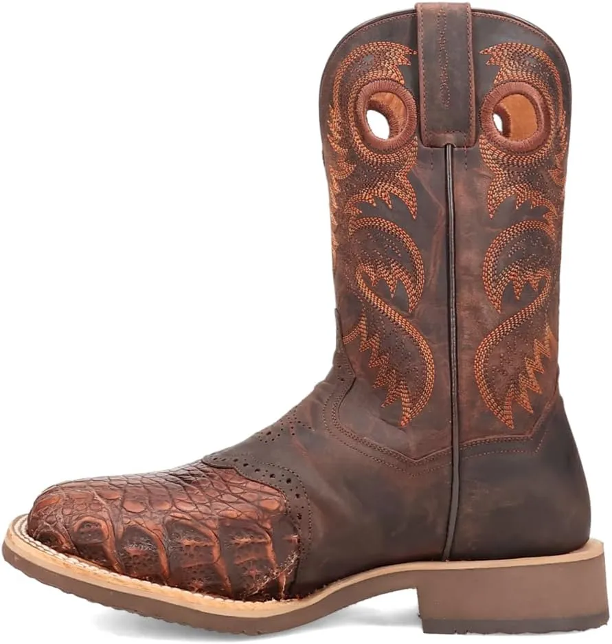 Dan Post Boots Mens Egan Embroidered Square Toe Pull On Dress Boots Mid Calf - Brown