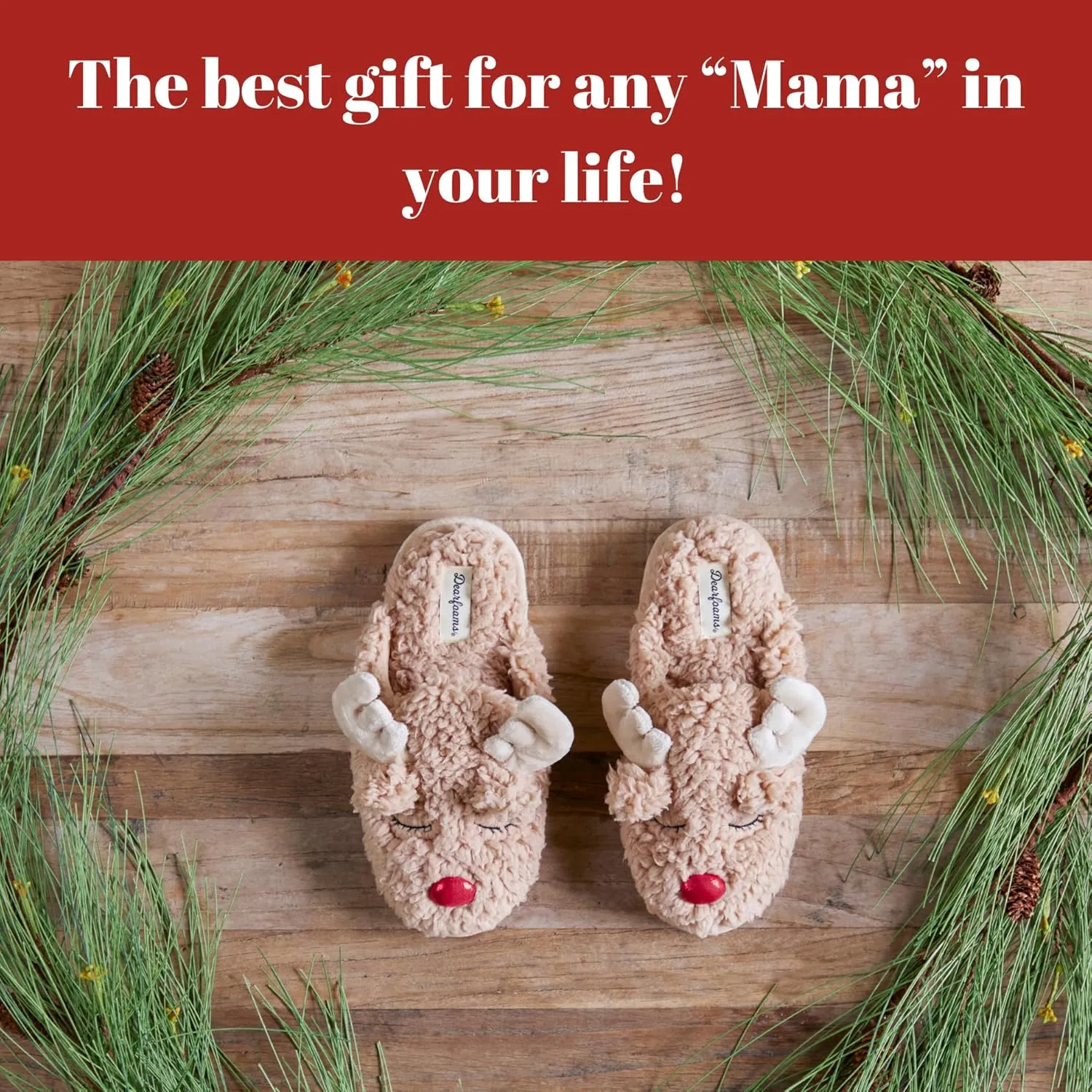 Dearfoams unisex-child Matching Family Holiday Christmas Reindeer & Turkey Scuff