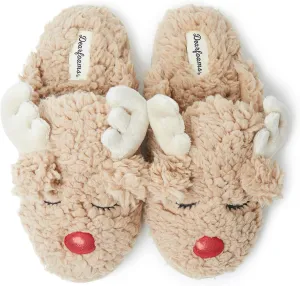 Dearfoams unisex-child Matching Family Holiday Christmas Reindeer & Turkey Scuff