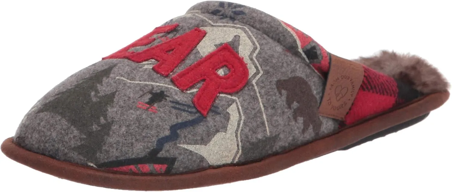 Dearfoams Women's Alpine Print Family Mood Bear Scuff Slipper