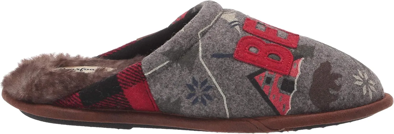 Dearfoams Women's Alpine Print Family Mood Bear Scuff Slipper