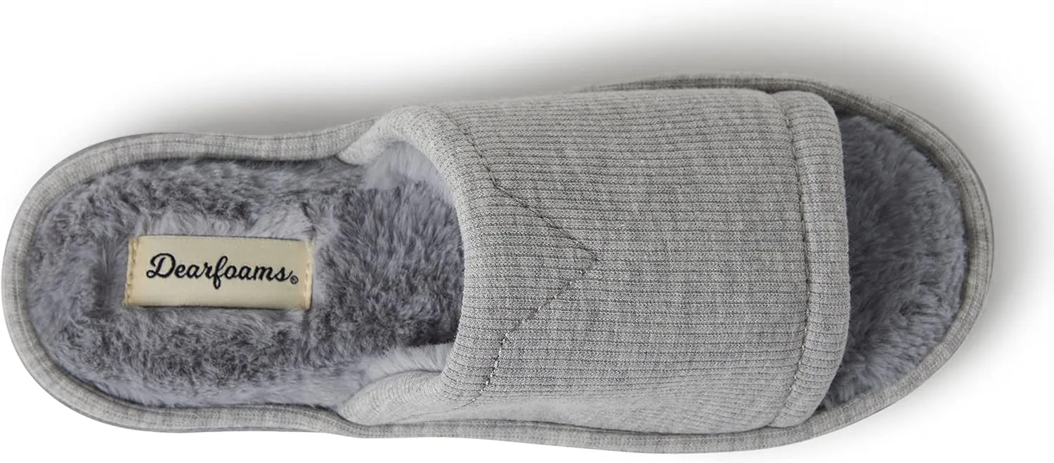 Dearfoams Women's Demi Rib Knit Slide Slipper