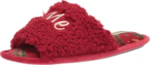 Dearfoams Women's Lane Giftable Holiday Slide with Novelty Sayings Applique Slipper