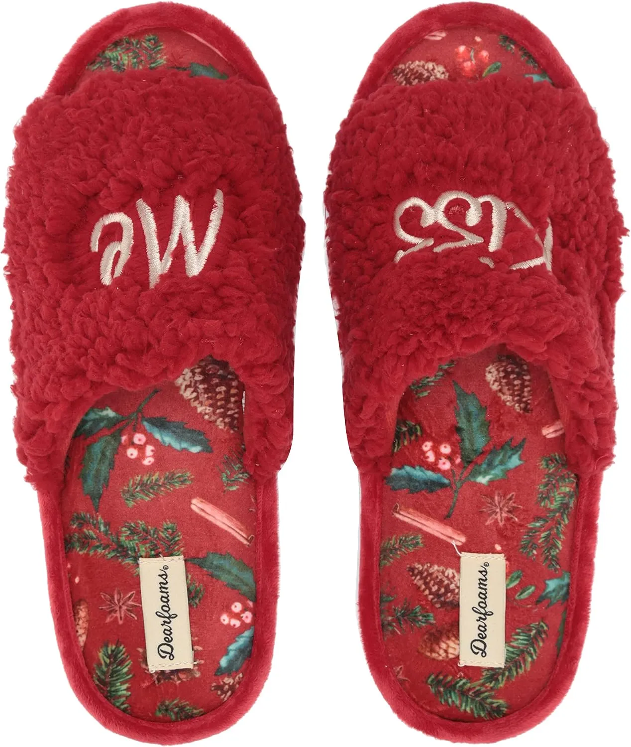 Dearfoams Women's Lane Giftable Holiday Slide with Novelty Sayings Applique Slipper
