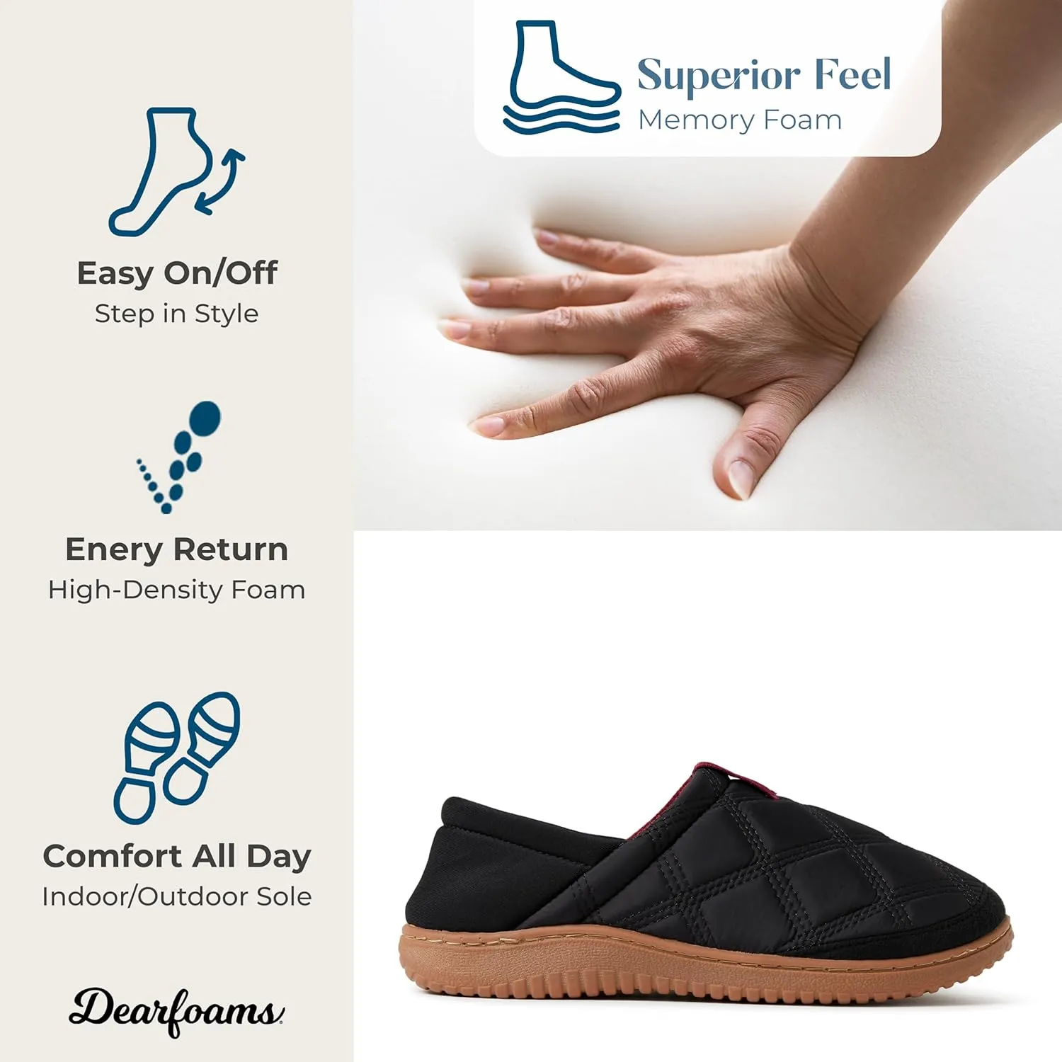 Dearfoams Women's River Closed Back Memory Foam Energy Return Slipper