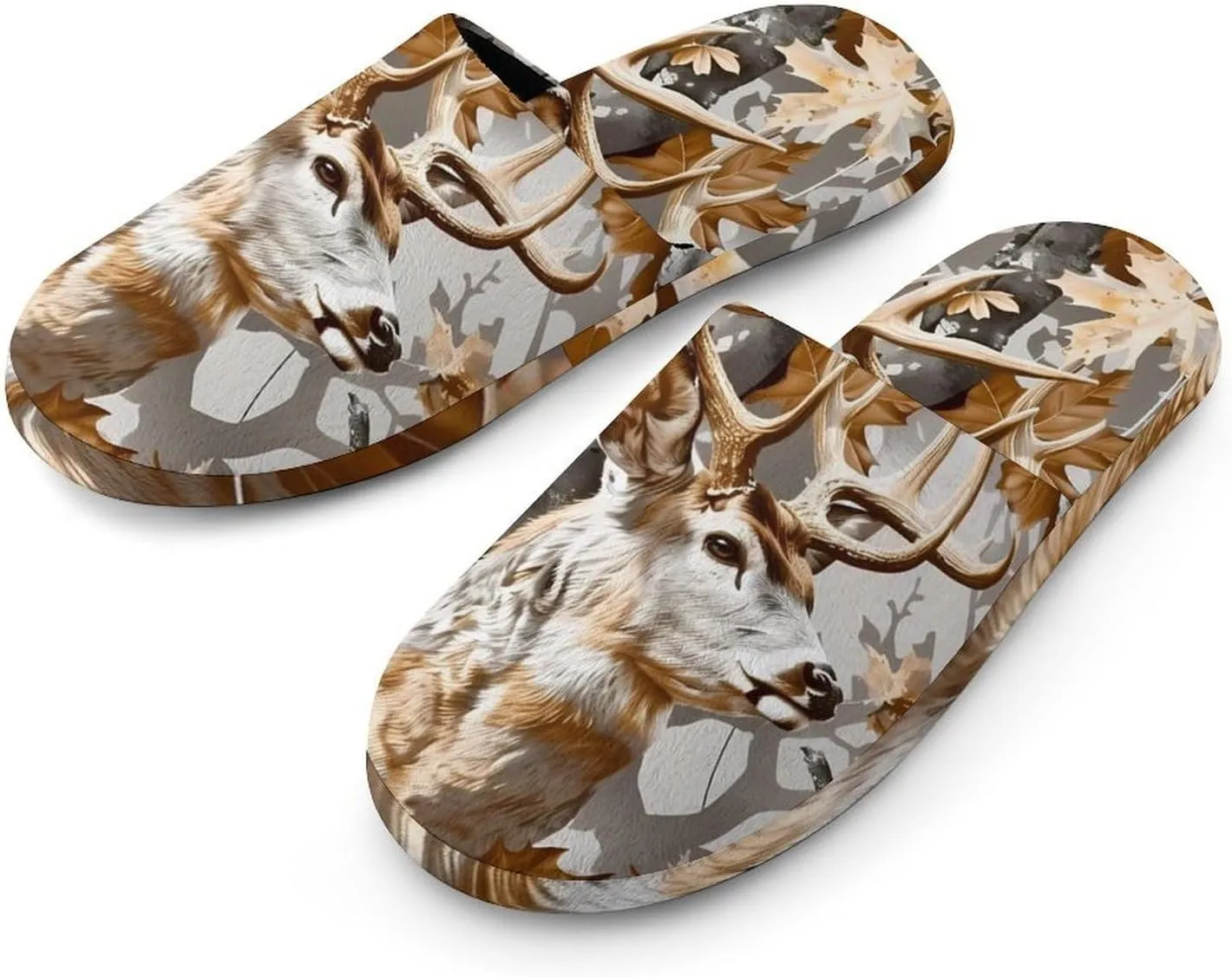 Deer Hunting Camouflage Women's Memory Foam Slippers Non-Slip Washable House Shoes for Indoor Outdoor