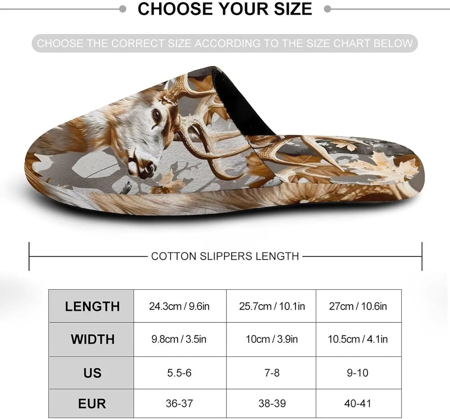 Deer Hunting Camouflage Women's Memory Foam Slippers Non-Slip Washable House Shoes for Indoor Outdoor
