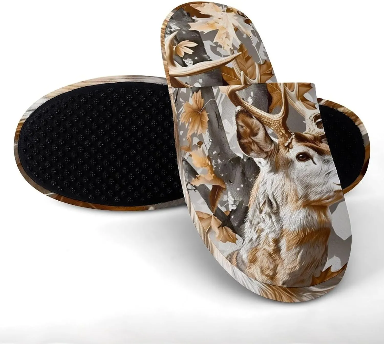 Deer Hunting Camouflage Women's Memory Foam Slippers Non-Slip Washable House Shoes for Indoor Outdoor