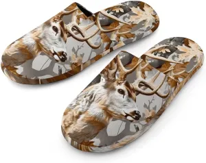 Deer Hunting Camouflage Women's Memory Foam Slippers Non-Slip Washable House Shoes for Indoor Outdoor