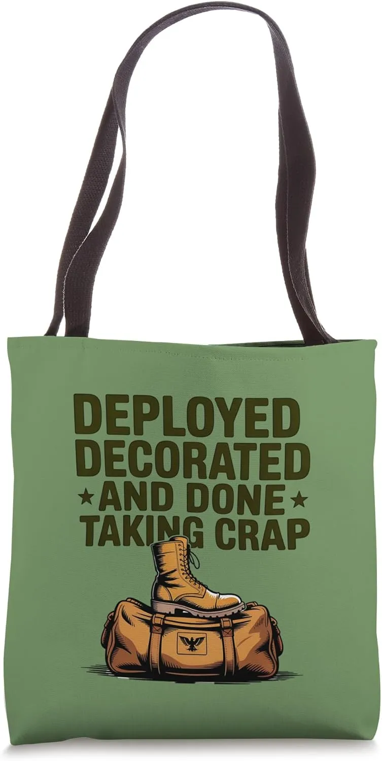 Deployed Decorated Done Combat Boot Tote Bag