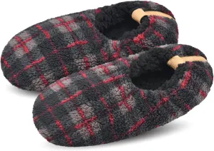 DICUIRD Mens Soft Soles Slipper Socks With Grippers, Cozy&Warm Sherpa Lining Slippers With Non Skid Bottoms, Fuzzy House Slippers