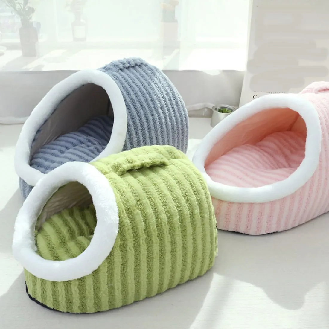 Dog Bed with Cover Cave, Cozy Hideaway Pet Bed, Cozy Cave Dog Bed,Cozy Pet Hideaway Bed for Dogs, Pet Bed with Cover Cave,Dog Slipper Bed (Light Pink,Small)