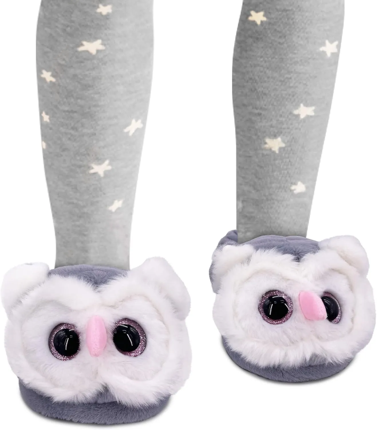 Dream Bridge Toddler Kids Plush Slippers Boys Girls Warm Animal Soft Cozy Cute Cartoon Non-Slip Shoes Winter House Shoes Fuzzy Indoor Bedroom Shoes