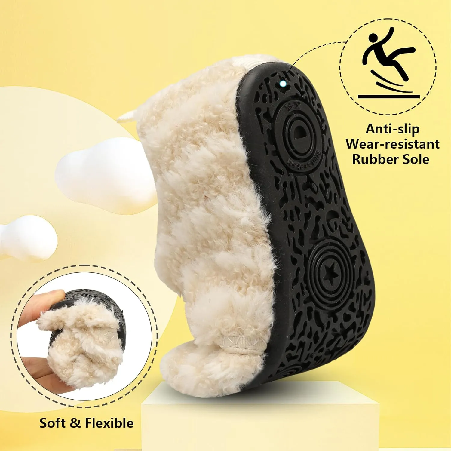 FEETCITY Toddler House Slippers - Boys & Girls Winter Kids Indoor Home Shoes - Warm Socks