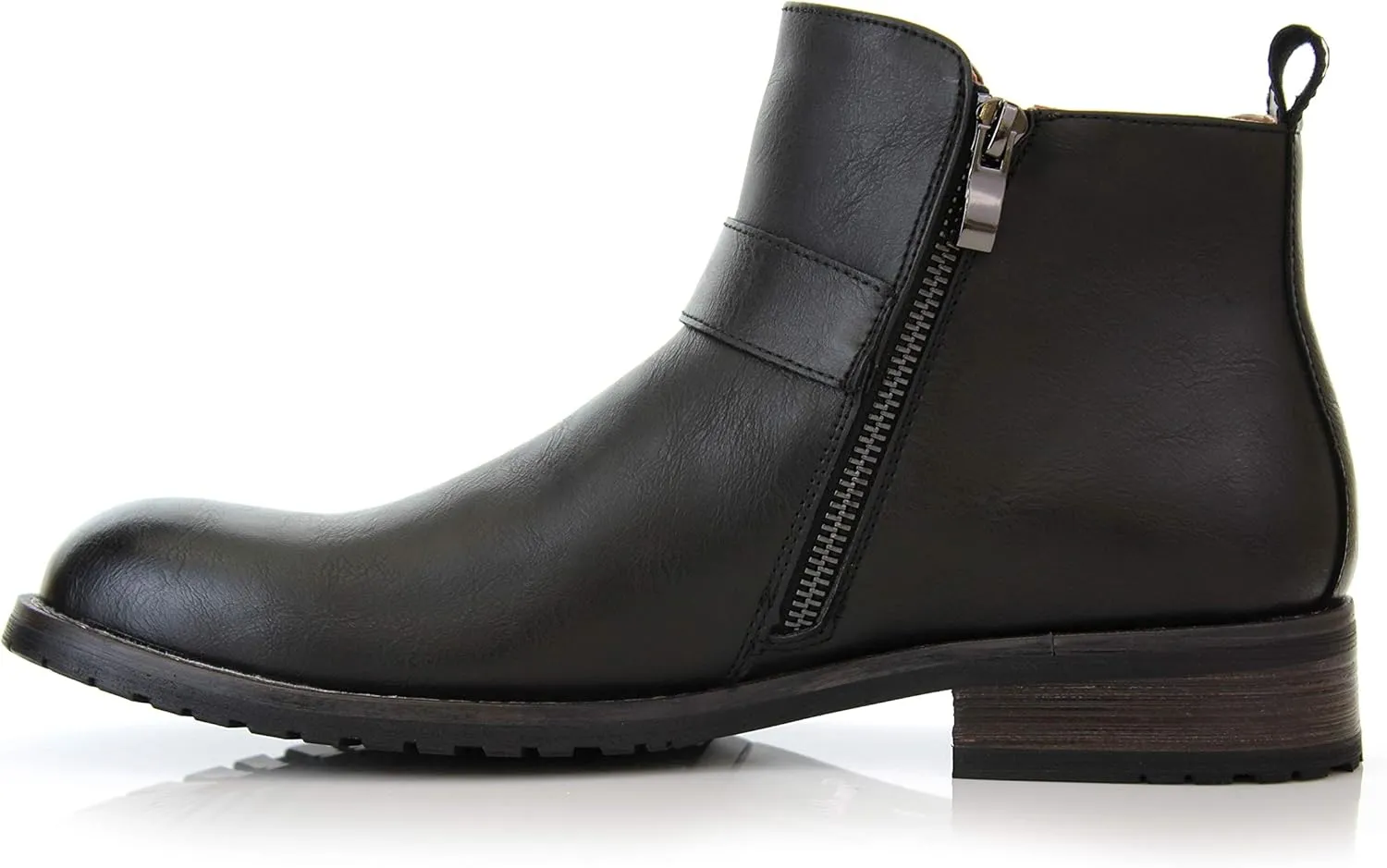 Ferro Aldo Mens Casual Mens Casual Engineer Zipper and Buckle Motorcycle Boots