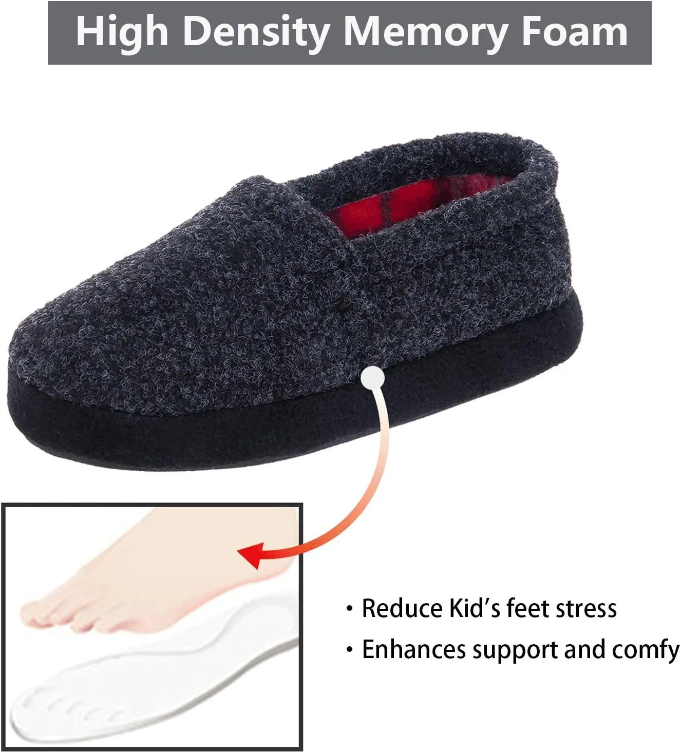 festooning Kids Boys Comfy Warm Indoor House Slippers Fleece Memory Foam Shoes