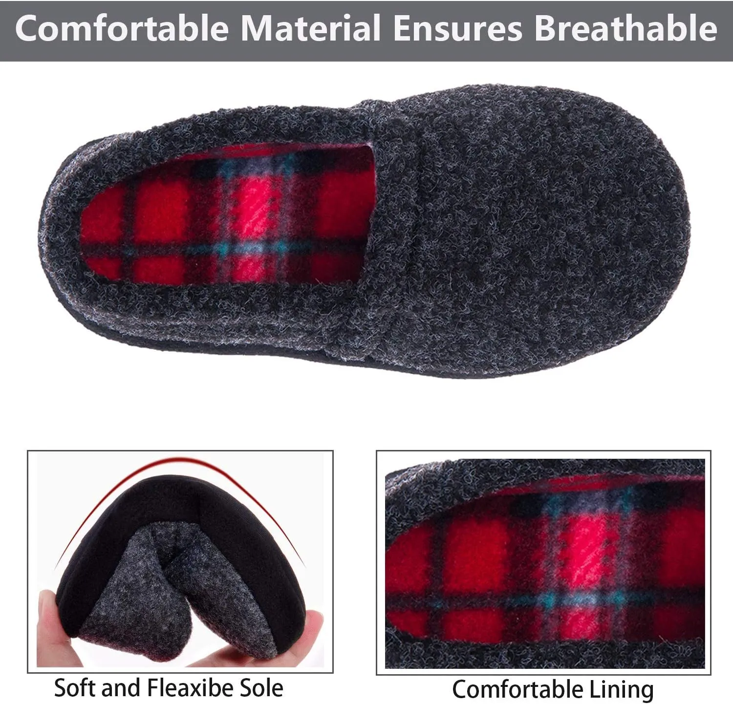 festooning Kids Boys Comfy Warm Indoor House Slippers Fleece Memory Foam Shoes
