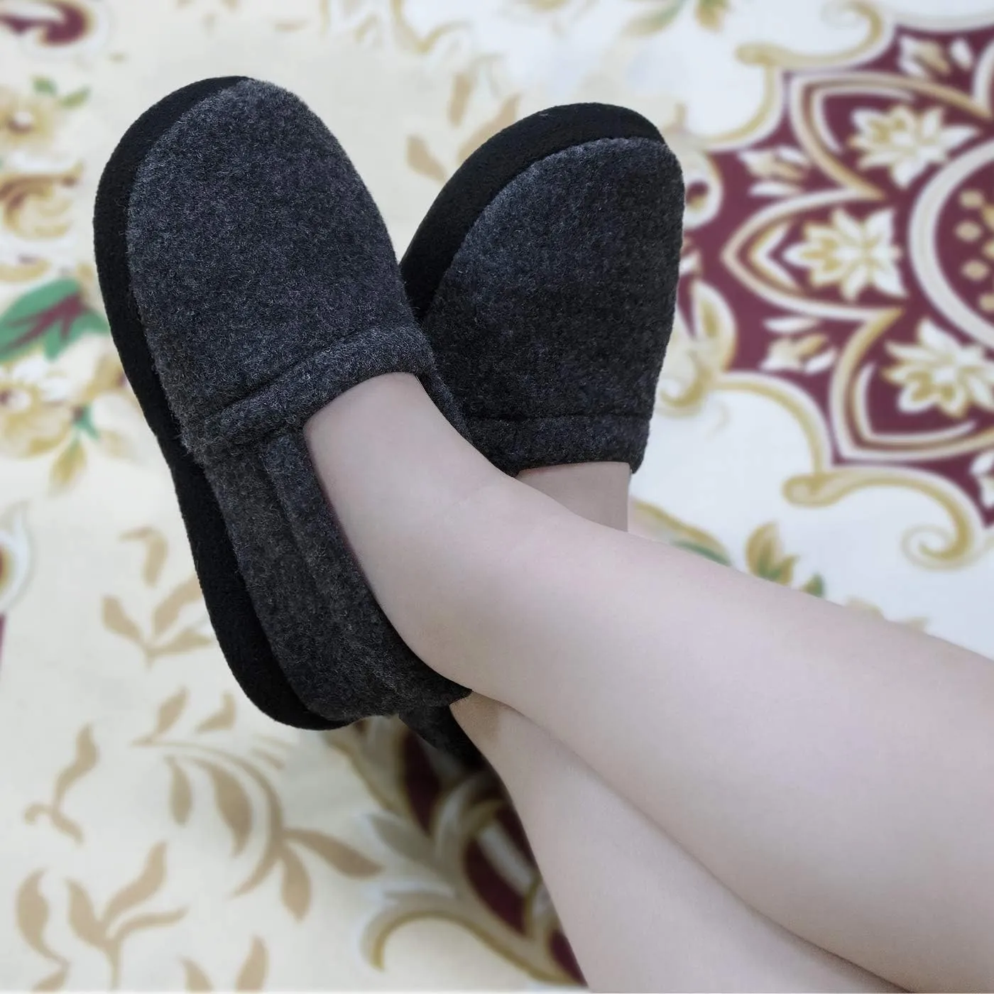 festooning Kids Boys Comfy Warm Indoor House Slippers Fleece Memory Foam Shoes