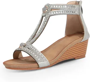 FRALOSHA Wedge Sandals for Women Open Toe Casual Summer Roman High Heel Breathable Beach Sandals
